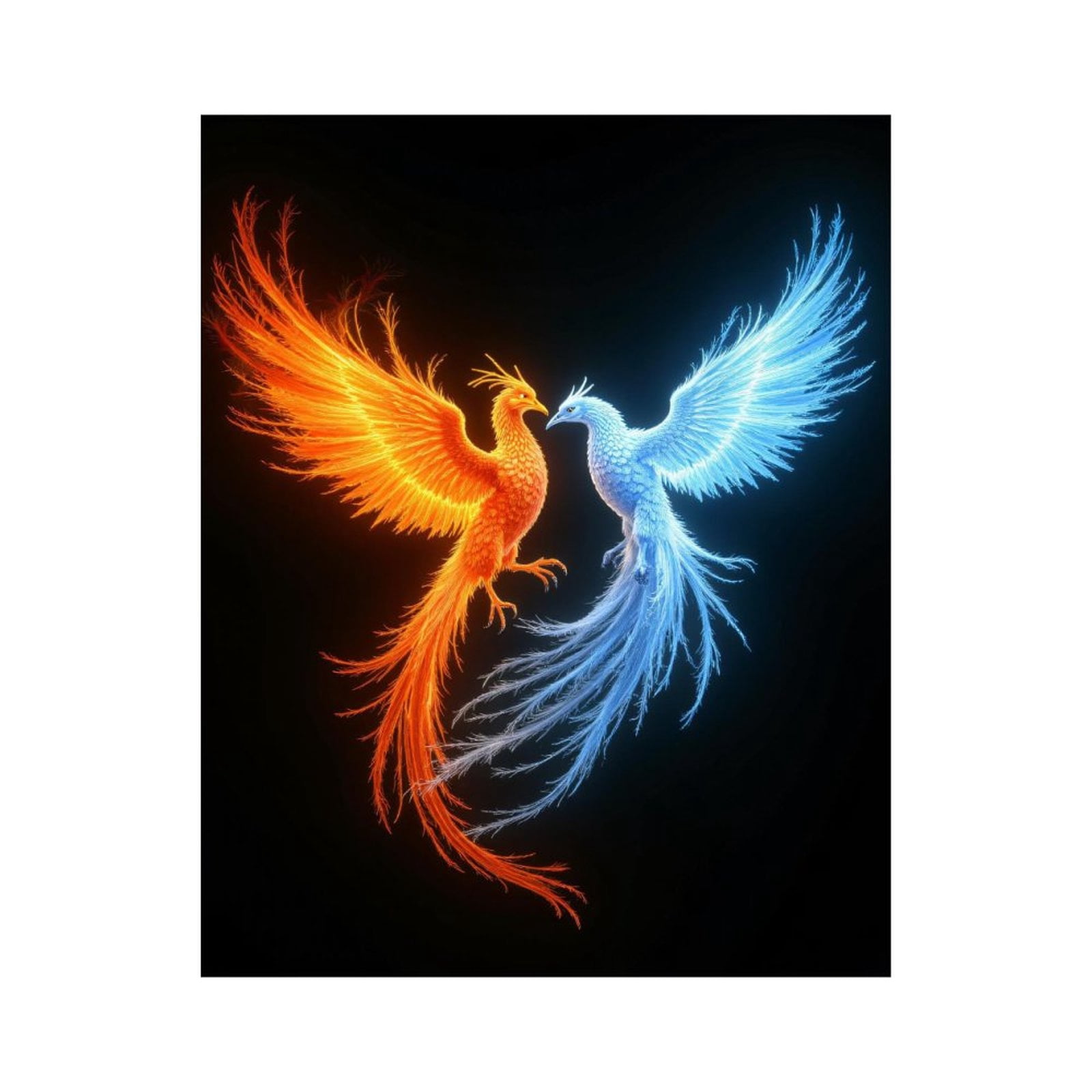 Paint by Numbers Kit for Adults, Dual Phoenixes Fire Ice Energy Paint by Numbers, Easy Paint by Numbers Kit for Adults Beginner, DIY Adult Paint by Number Kits on Canvas, Home Decor