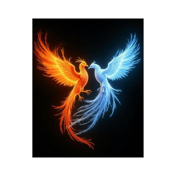 Paint by Numbers Kit for Adults, Dual Phoenixes Fire Ice Energy Paint by Numbers, Easy Paint by Numbers Kit for Adults Beginner, DIY Adult Paint by Number Kits on Canvas, Home Decor
