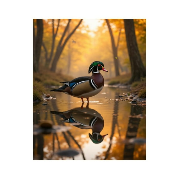 Paint by Numbers Kit for Adults, Duck Autumn Forest Reflection Paint by Numbers, Easy Paint by Numbers Kit for Adults Beginner, DIY Adult Paint by Number Kits on Canvas, Home Decor