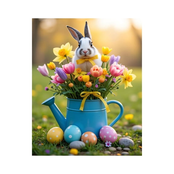 Paint by Numbers Kit for Adults, Easter Bunny Spring Flowers Joy Paint by Numbers, Easy Paint by Numbers Kit for Adults Beginner, DIY Adult Paint by Number Kits on Canvas, 12x16in Home Decor