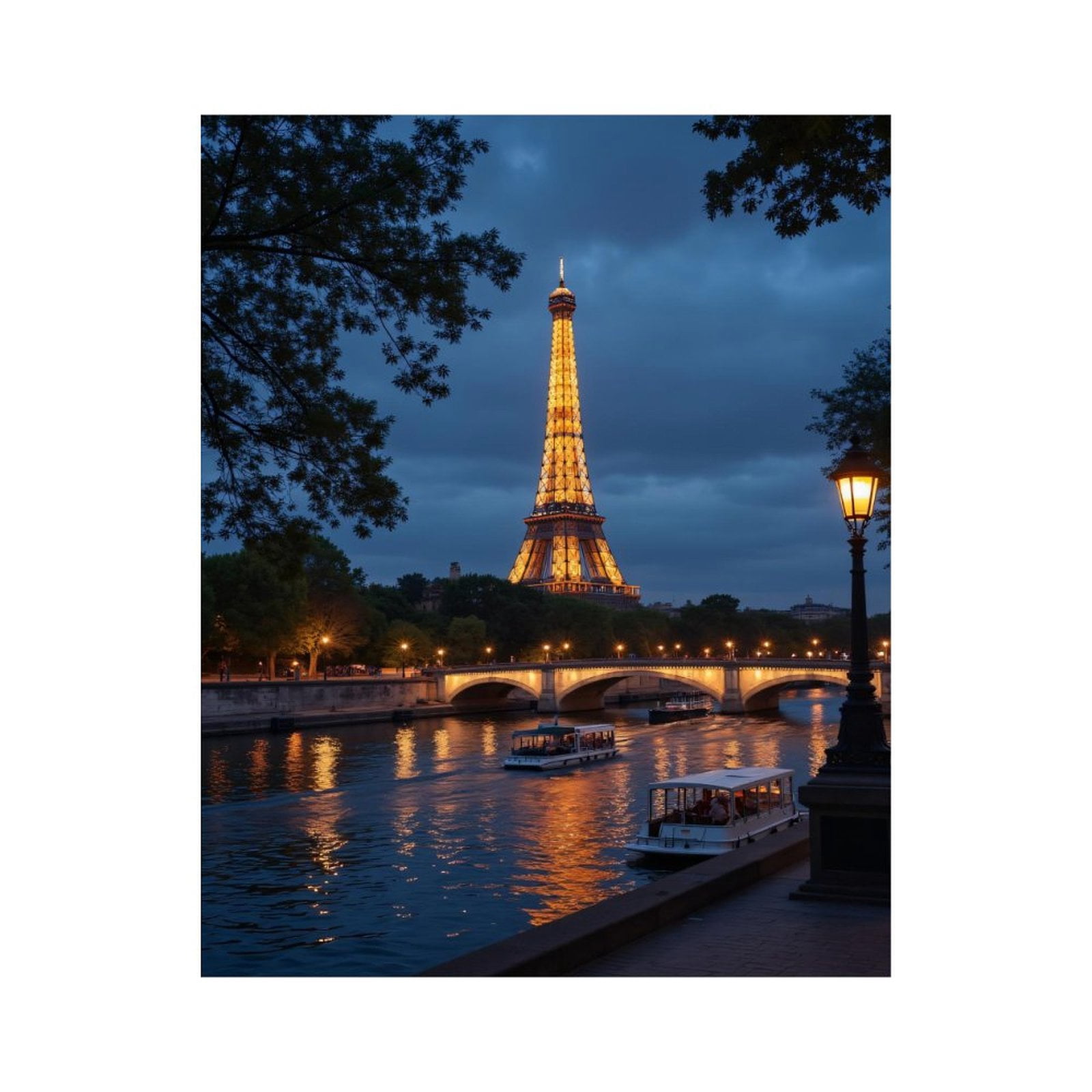 Paint by Numbers Kit for Adults, Eiffel Tower Night River Lights Paint ...