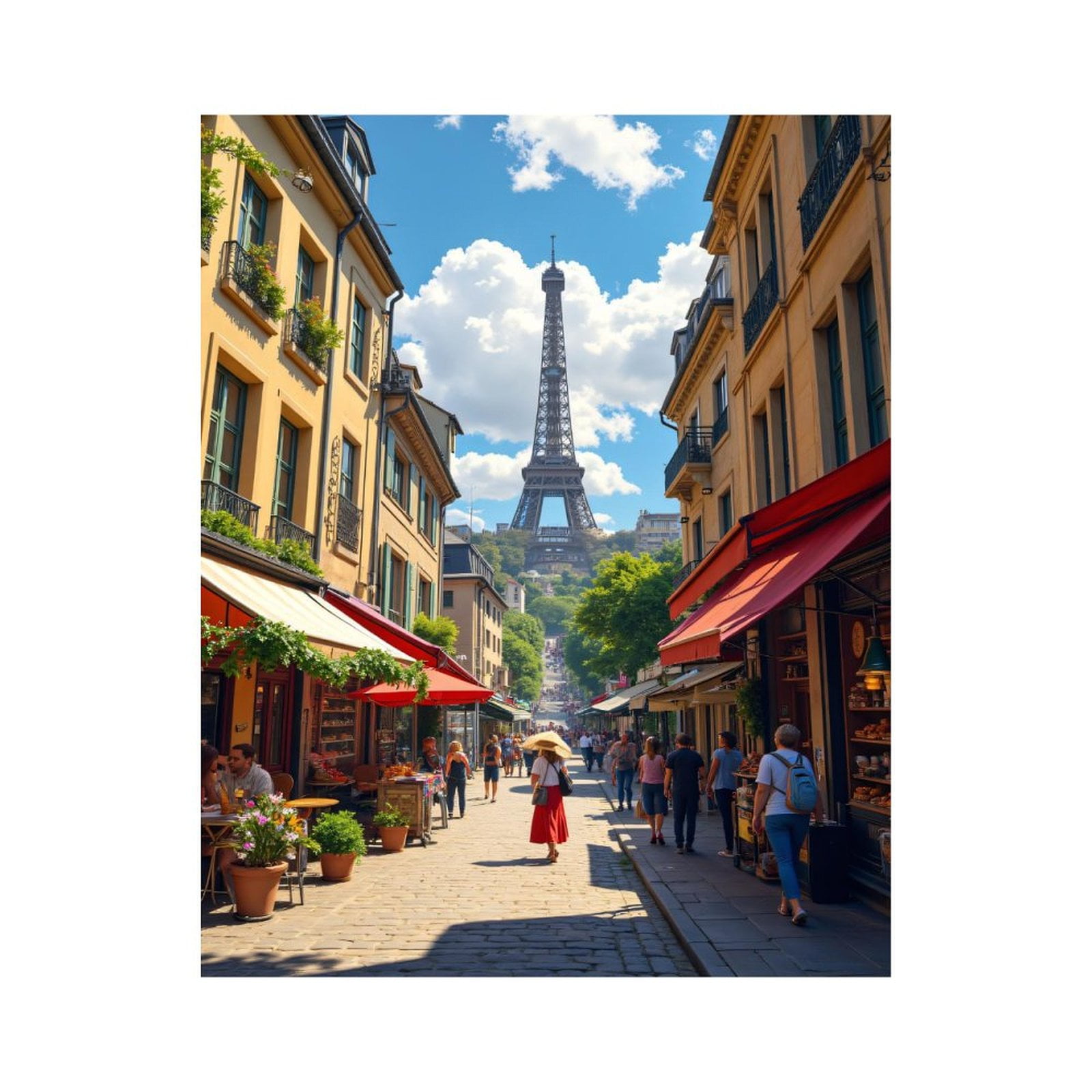 Paint by Numbers Kit for Adults, Eiffel Tower Street View Paris Summer Paint by Numbers, Easy Paint by Numbers Kit for Adults Beginner, DIY Adult Paint by Number Kits on Canvas, Home Decor
