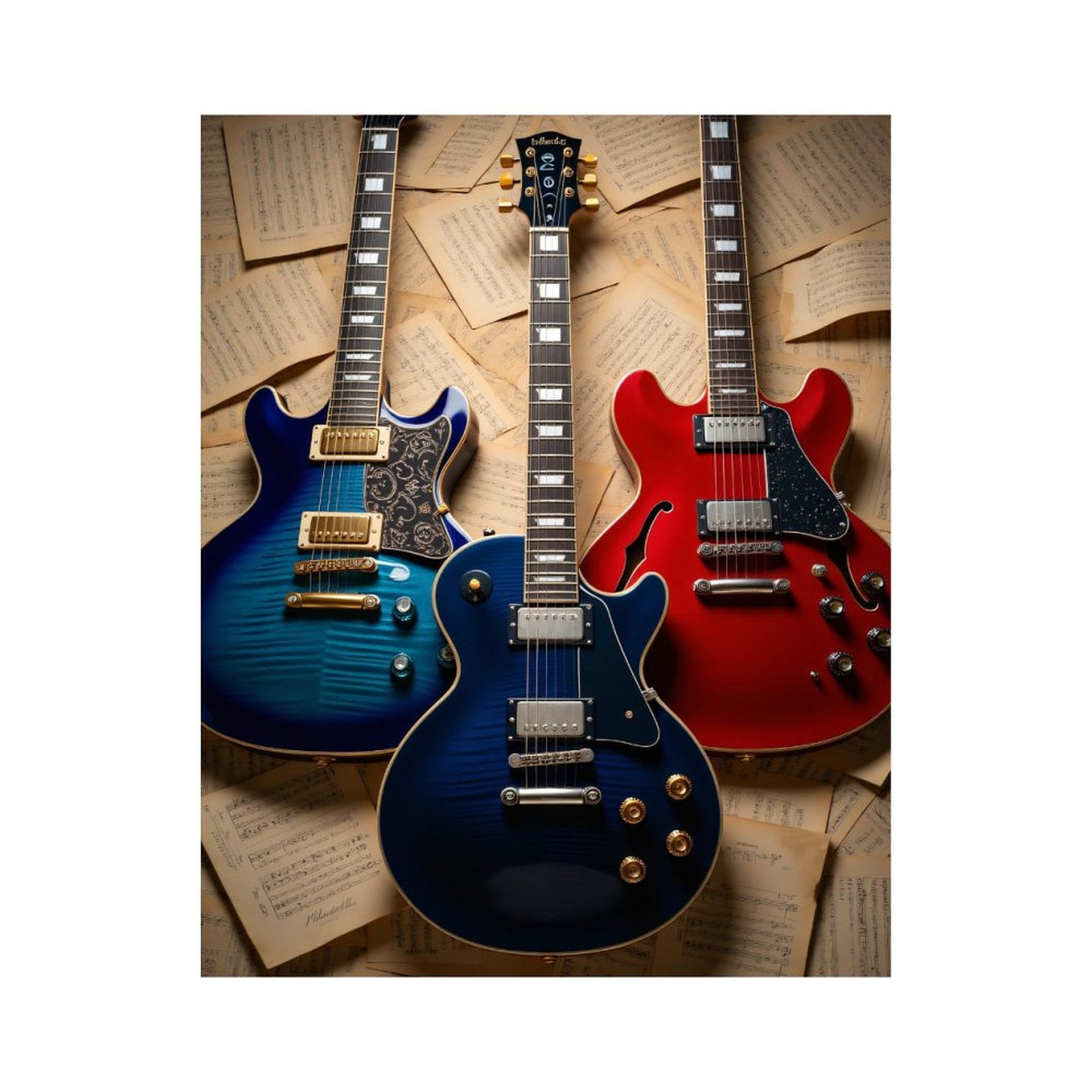 Paint by Numbers Kit for Adults, Electric Guitars Music Notes ...