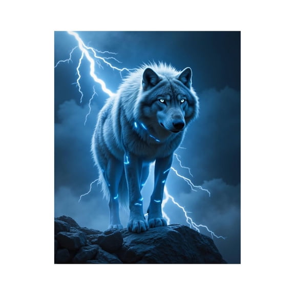 Paint by Numbers Kit for Adults, Electric Spirit Wolf Lightning Storm Paint by Numbers, Easy Paint by Numbers Kit for Adults Beginner, DIY Adult Paint by Number Kits on Canvas, 12x16in Home Decor