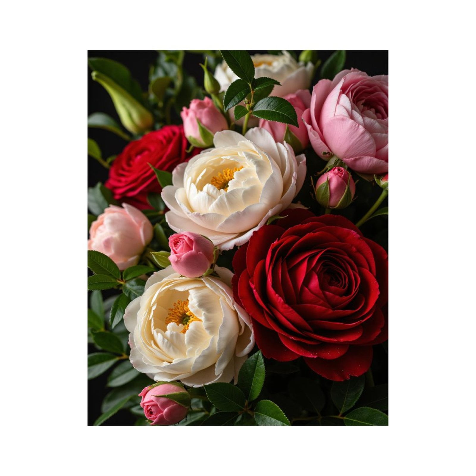 Paint by Numbers Kit for Adults, Elegant Blooms Roses Peonies Bouquet Paint by Numbers, Easy Paint by Numbers Kit for Adults Beginner, DIY Adult Paint by Number Kits on Canvas, 12x16in Home Decor