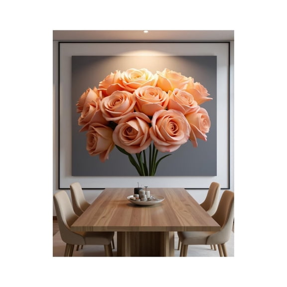 Paint by Numbers Kit for Adults, Elegant Peach Roses Dining Decor Paint by Numbers, Easy Paint by Numbers Kit for Adults Beginner, DIY Adult Paint by Number Kits on Canvas, 12x16in Home Decor