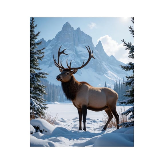 Paint by Numbers Kit for Adults, Elk Winter Mountain Landscape Snow Paint by Numbers, Easy Paint by Numbers Kit for Adults Beginner, DIY Adult Paint by Number Kits on Canvas, Home Decor