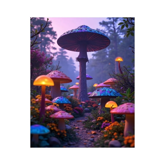Paint by Numbers Kit for Adults, Enchanted Forest Glowing Mushrooms Paint by Numbers, Easy Paint by Numbers Kit for Adults Beginner, DIY Adult Paint by Number Kits on Canvas, 12x16in Home Decor