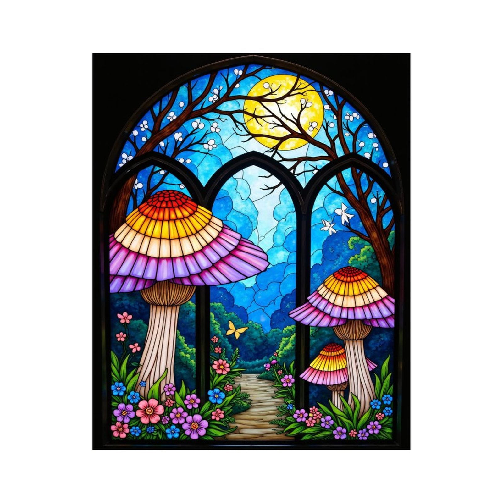 Paint by Numbers Kit for Adults, Enchanted Forest Stained Glass Scene ...
