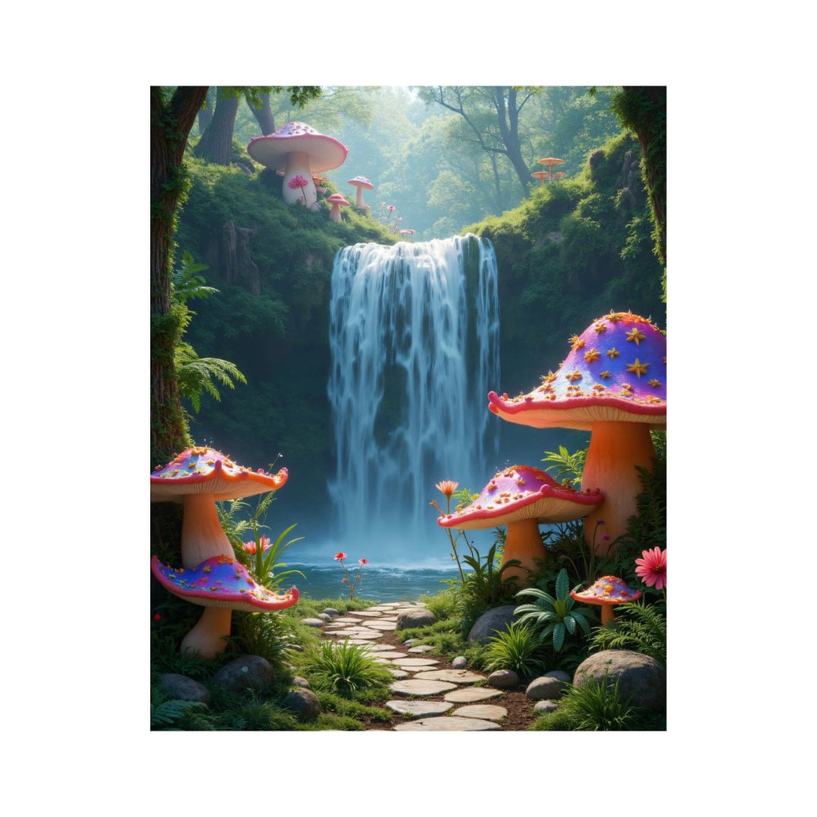 Paint by Numbers Kit for Adults, Enchanted Forest Waterfall Pathway ...