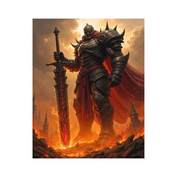 Paint by Numbers Kit for Adults, Epic Armored Warrior Sword Lava Paint by Numbers, Easy Paint by Numbers Kit for Adults Beginner, DIY Adult Paint by Number Kits on Canvas, 12x16in Home Decor