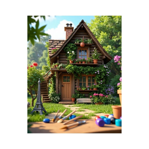 Paint by Numbers Kit for Adults, Fairytale Cottage Garden Painting Scene Paint by Numbers, Easy Paint by Numbers Kit for Adults Beginner, DIY Adult Paint by Number Kits on Canvas, Home Decor