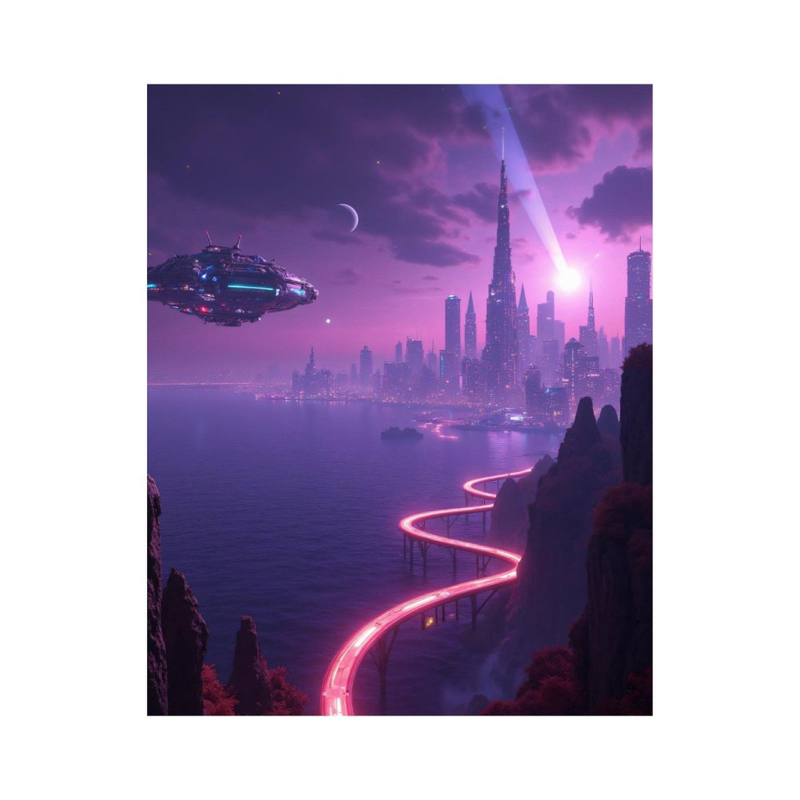Paint by Numbers Kit for Adults, Fantasy City Nightscape Alien Ship Paint by Numbers, Easy Paint by Numbers Kit for Adults Beginner, DIY Adult Paint by Number Kits on Canvas, Home Decor