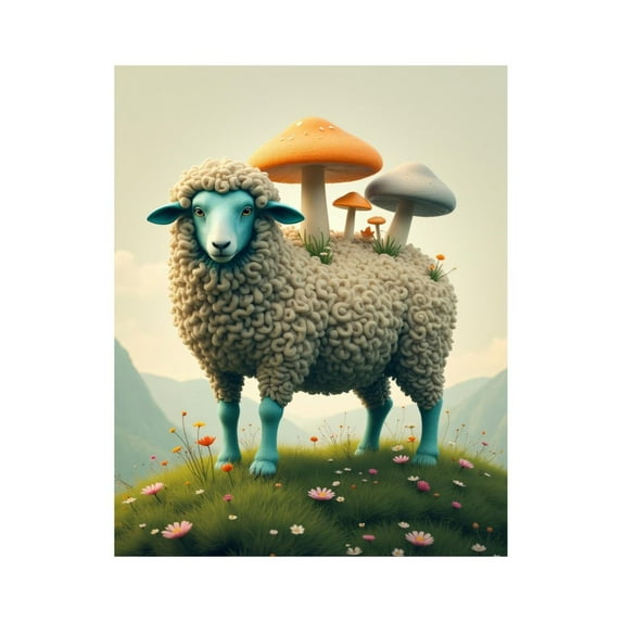 Paint by Numbers Kit for Adults, Fantasy Sheep Pastoral Mushrooms Dream Paint by Numbers, Easy Paint by Numbers Kit for Adults Beginner, DIY Adult Paint by Number Kits on Canvas, 12x16in Home Decor