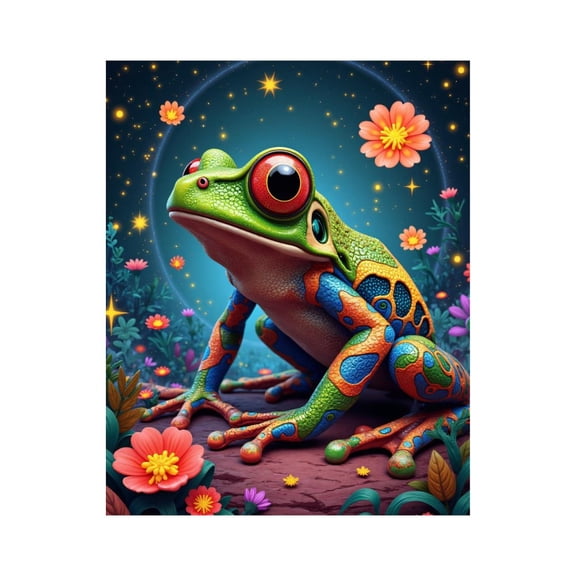 Paint by Numbers Kit for Adults, Fantasy Vibrant Frog Starry Flowers Paint by Numbers, Easy Paint by Numbers Kit for Adults Beginner, DIY Adult Paint by Number Kits on Canvas, Home Decor