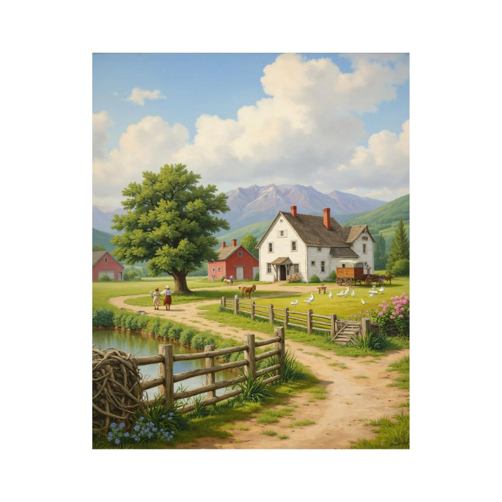 Paint by Numbers Kit for Adults, Farmhouse Scenic Landscape Pathway Paint by Numbers, Easy Paint by Numbers Kit for Adults Beginner, DIY Adult Paint by Number Kits on Canvas, Home Decor
