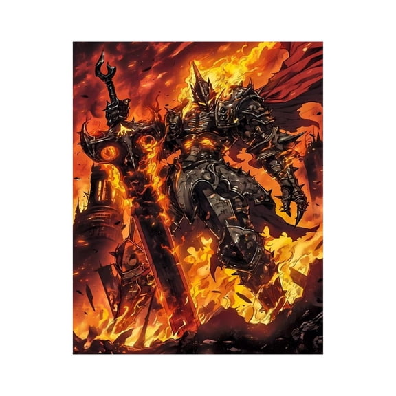 Paint by Numbers Kit for Adults, Fiery Armored Warrior with Sword Paint by Numbers, Easy Paint by Numbers Kit for Adults Beginner, DIY Adult Paint by Number Kits on Canvas, 12x16in Home Decor