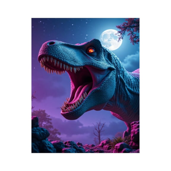 Paint by Numbers Kit for Adults, Fiery Gaze Dino Moonlit Scene Paint by Numbers, Easy Paint by Numbers Kit for Adults Beginner, DIY Adult Paint by Number Kits on Canvas, 12x16in Home Decor