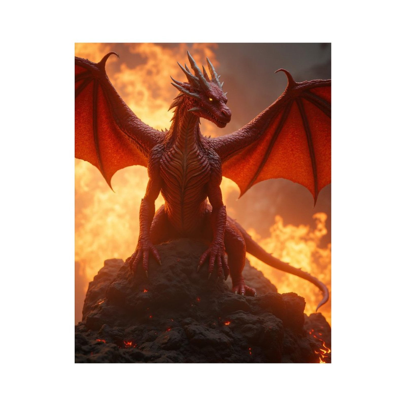 Paint by Numbers Kit for Adults, Fiery Mythical Dragon On Rock Paint by Numbers, Easy Paint by Numbers Kit for Adults Beginner, DIY Adult Paint by Number Kits on Canvas, Home Decor