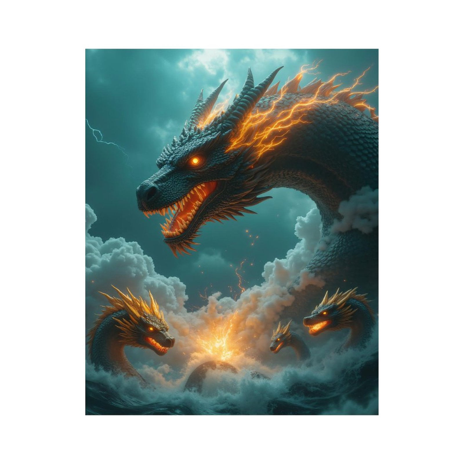 Paint by Numbers Kit for Adults, Fiery Serpent Thunderstorm Fantasy ...