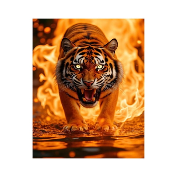 Paint by Numbers Kit for Adults, Fiery Tiger Roaring Flames Wildcat Paint by Numbers, Easy Paint by Numbers Kit for Adults Beginner, DIY Adult Paint by Number Kits on Canvas, 12x16in Home Decor