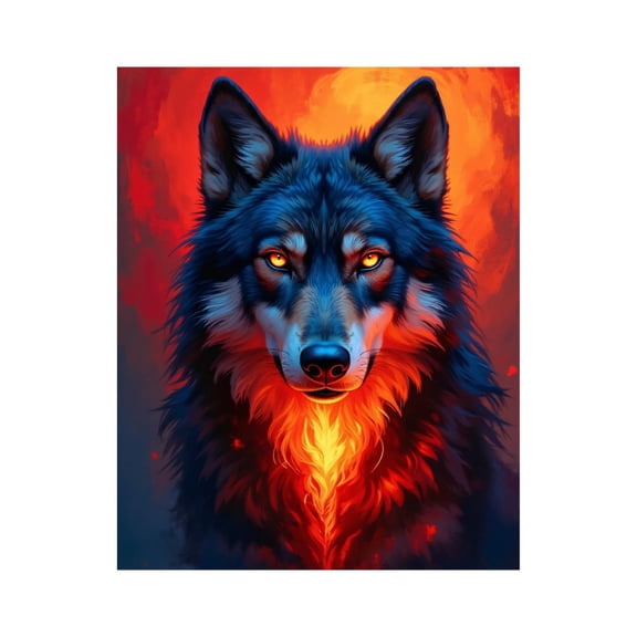 Paint by Numbers Kit for Adults, Fiery Wolf Portrait Art Mystical Paint by Numbers, Easy Paint by Numbers Kit for Adults Beginner, DIY Adult Paint by Number Kits on Canvas, 12x16in Home Decor