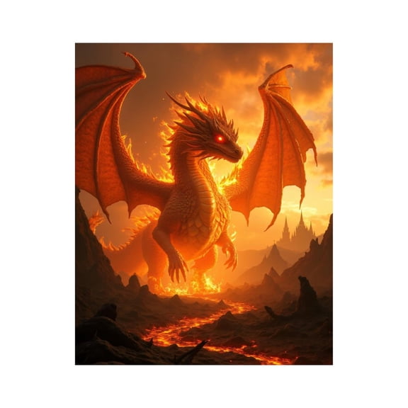 Paint by Numbers Kit for Adults, Fire Dragon Fiery Landscape Fantasy Paint by Numbers, Easy Paint by Numbers Kit for Adults Beginner, DIY Adult Paint by Number Kits on Canvas, Home Decor