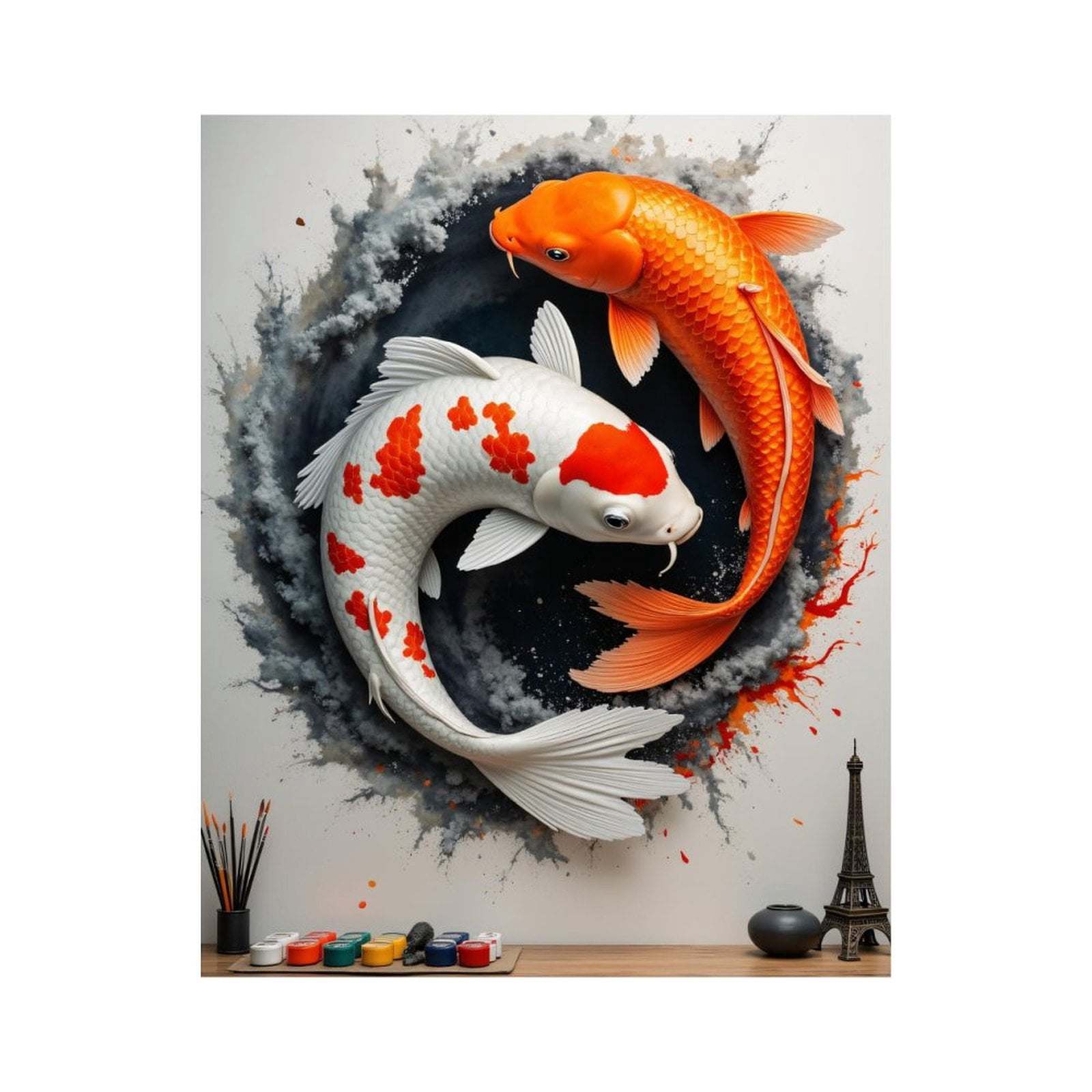 Paint by Numbers Kit for Adults, Fish Art Painting Watercolor Koi Paint ...