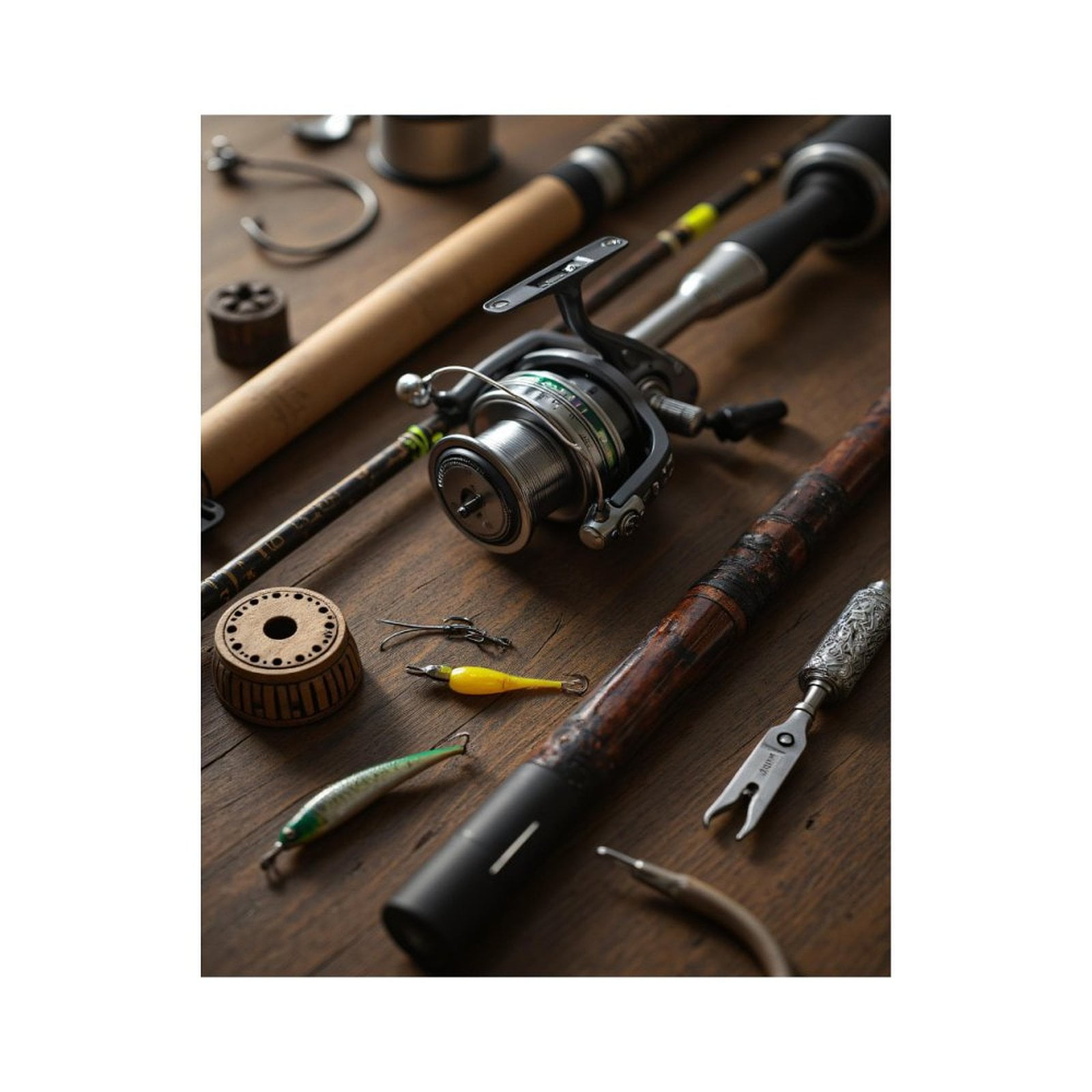 Paint by Numbers Kit for Adults, Fishing Gear On Wooden Surface Paint by Numbers, Easy Paint by Numbers Kit for Adults Beginner, DIY Adult Paint by Number Kits on Canvas, Home Decor