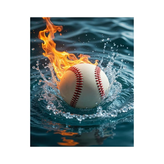 Paint by Numbers Kit for Adults, Flaming Baseball Splashing Water Paint by Numbers, Easy Paint by Numbers Kit for Adults Beginner, DIY Adult Paint by Number Kits on Canvas, Home Decor