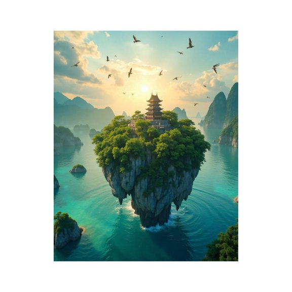 Paint by Numbers Kit for Adults, Floating Island Serenity Birds Paint by Numbers, Easy Paint by Numbers Kit for Adults Beginner, DIY Adult Paint by Number Kits on Canvas, Home Decor