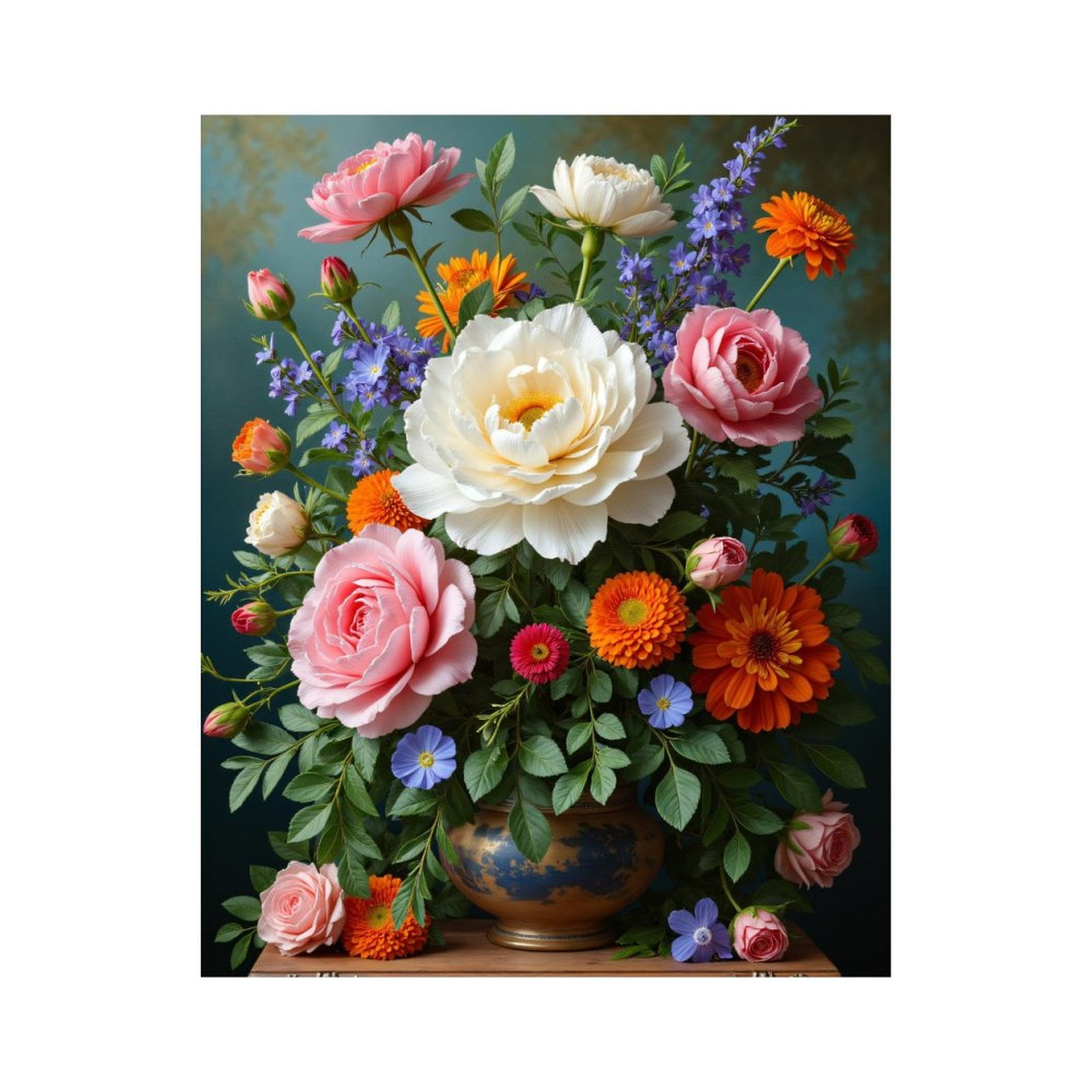Paint by Numbers Kit for Adults, Floral Bouquet In Ceramic Vase Paint by Numbers, Easy Paint by Numbers Kit for Adults Beginner, DIY Adult Paint by Number Kits on Canvas, Home Decor