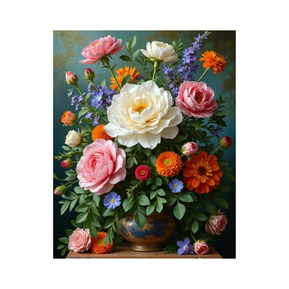 Paint by Numbers Kit for Adults, Floral Bouquet In Ceramic Vase Paint by Numbers, Easy Paint by Numbers Kit for Adults Beginner, DIY Adult Paint by Number Kits on Canvas, Home Decor