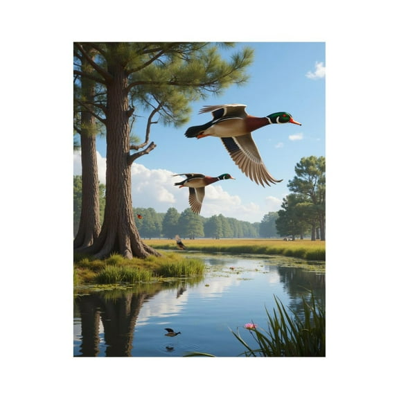Paint by Numbers Kit for Adults, Flying Ducks Over Serene Pond Paint by Numbers, Easy Paint by Numbers Kit for Adults Beginner, DIY Adult Paint by Number Kits on Canvas, Home Decor