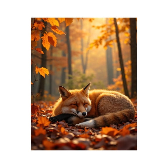 Paint by Numbers Kit for Adults, Fox Sleeping Autumn Leaves Forest Paint by Numbers, Easy Paint by Numbers Kit for Adults Beginner, DIY Adult Paint by Number Kits on Canvas, Home Decor