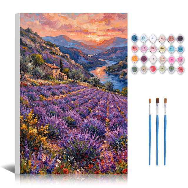 Paint by Numbers Kit for Adults - Framed Sunset Nature DIY Oil ...