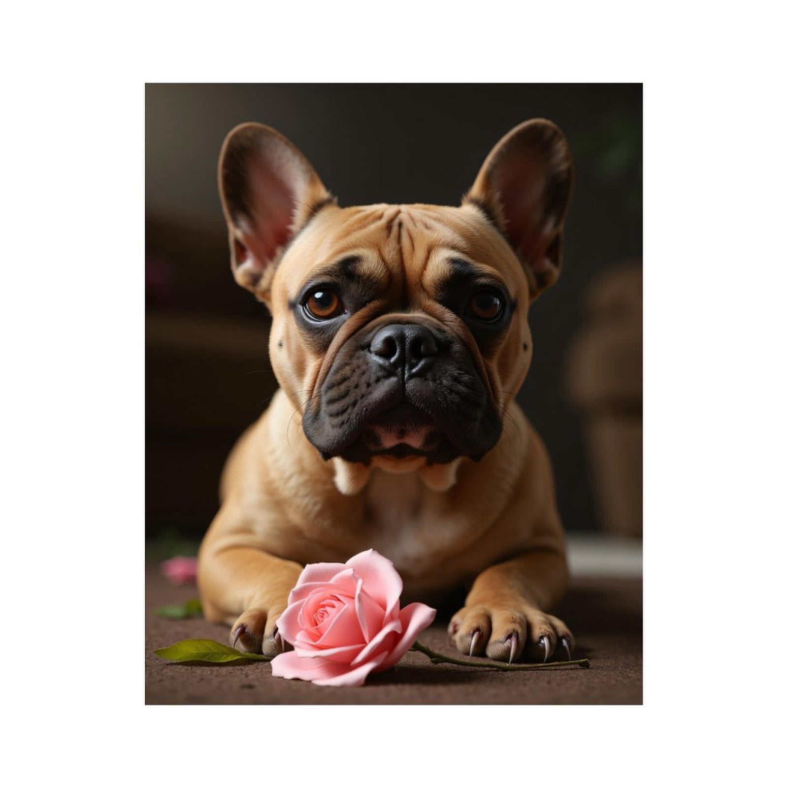 Paint by Numbers Kit for Adults, French Bulldog Pink Rose Paint by Numbers, Easy Paint by Numbers Kit for Adults Beginner, DIY Adult Paint by Number Kits on Canvas, Home Decor