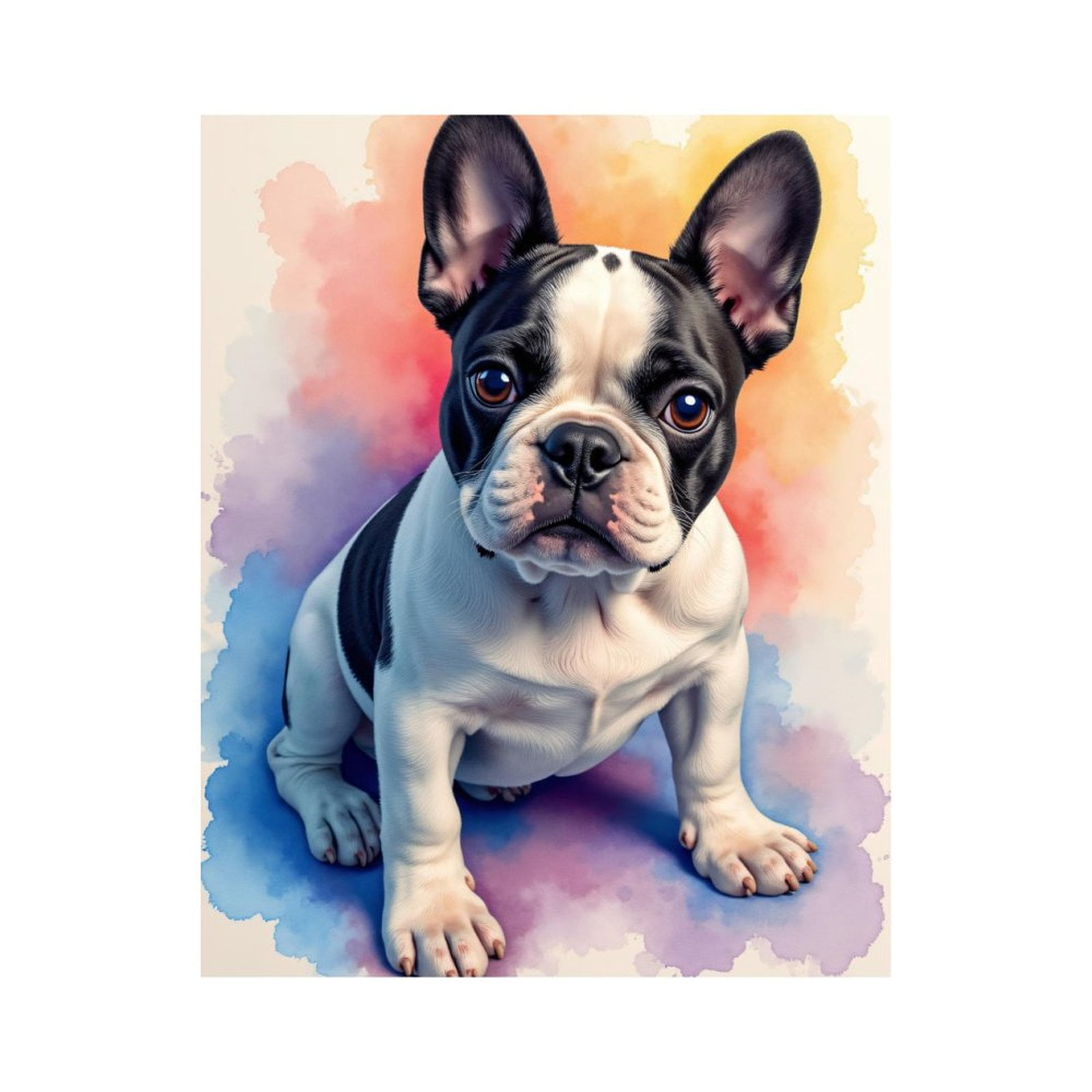 Paint by Numbers Kit for Adults, French Bulldog Watercolor Portrait Paint by Numbers, Easy Paint by Numbers Kit for Adults Beginner, DIY Adult Paint by Number Kits on Canvas, Home Decor