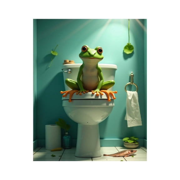 Paint by Numbers Kit for Adults, Frog Bathroom Pose Whimsical Scene Paint by Numbers, Easy Paint by Numbers Kit for Adults Beginner, DIY Adult Paint by Number Kits on Canvas, Home Decor
