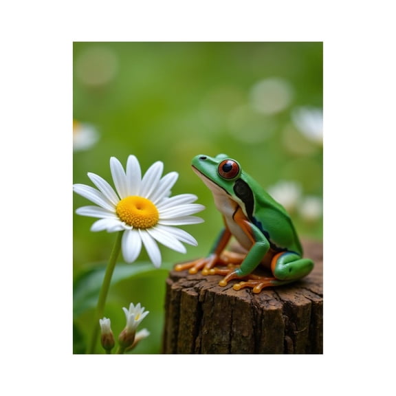 Paint by Numbers Kit for Adults, Frog Daisy Nature Log Scene Paint by Numbers, Easy Paint by Numbers Kit for Adults Beginner, DIY Adult Paint by Number Kits on Canvas, 12x16in Home Decor