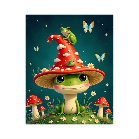 Paint by Numbers Kit for Adults, Frog Fantasy Mushroom Whimsical Scene Paint by Numbers, Easy Paint by Numbers Kit for Adults Beginner, DIY Adult Paint by Number Kits on Canvas, Home Decor