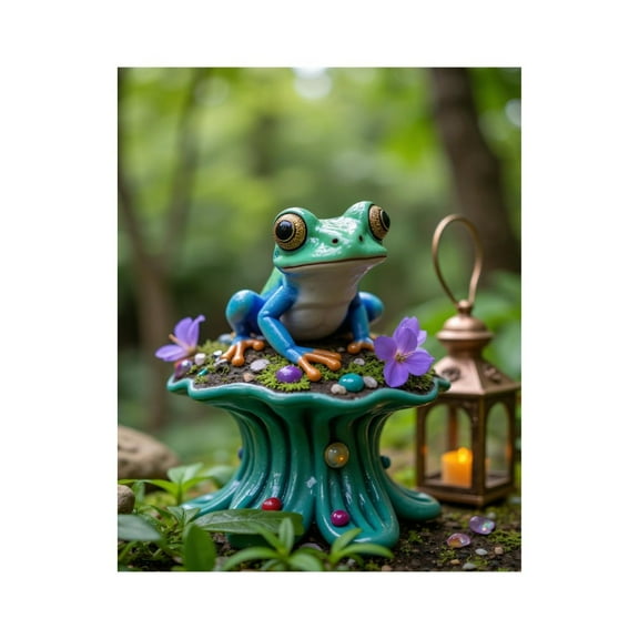 Paint by Numbers Kit for Adults, Frog Figurine On Mushroom Lantern Garden Paint by Numbers, Easy Paint by Numbers Kit for Adults Beginner, DIY Adult Paint by Number Kits on Canvas, 12x16in Home Decor