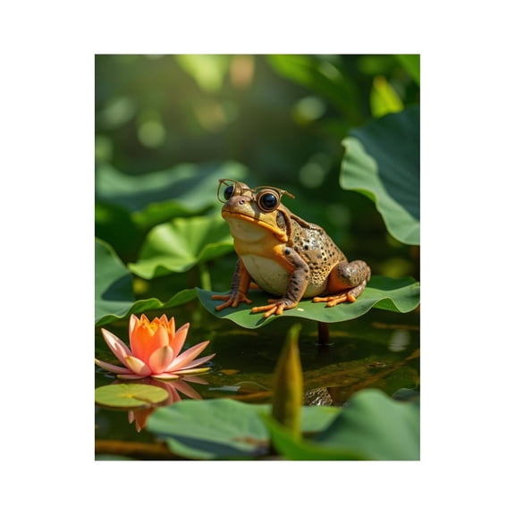 Paint by Numbers Kit for Adults, Frog With Glasses On Lily Pad Paint by Numbers, Easy Paint by Numbers Kit for Adults Beginner, DIY Adult Paint by Number Kits on Canvas, 12x16in Home Decor