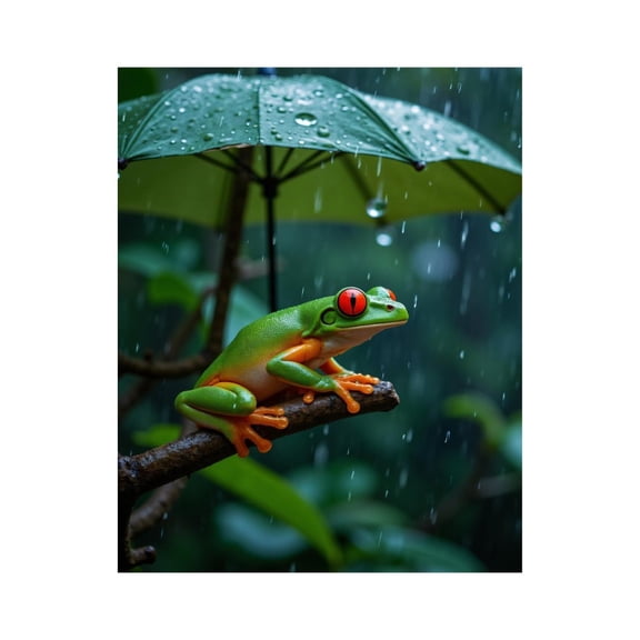 Paint by Numbers Kit for Adults, Frog Under Green Umbrella In Rain Paint by Numbers, Easy Paint by Numbers Kit for Adults Beginner, DIY Adult Paint by Number Kits on Canvas, 12x16in Home Decor