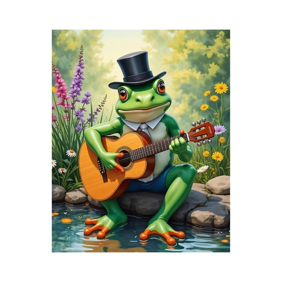 Paint by Numbers Kit for Adults, Frog Playing Guitar In Nature Paint by Numbers, Easy Paint by Numbers Kit for Adults Beginner, DIY Adult Paint by Number Kits on Canvas, Home Decor