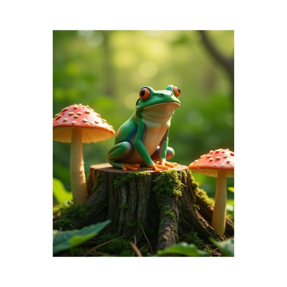 Paint by Numbers Kit for Adults, Frog On Tree Stump With Mushrooms Paint by Numbers, Easy Paint by Numbers Kit for Adults Beginner, DIY Adult Paint by Number Kits on Canvas, 12x16in Home Decor