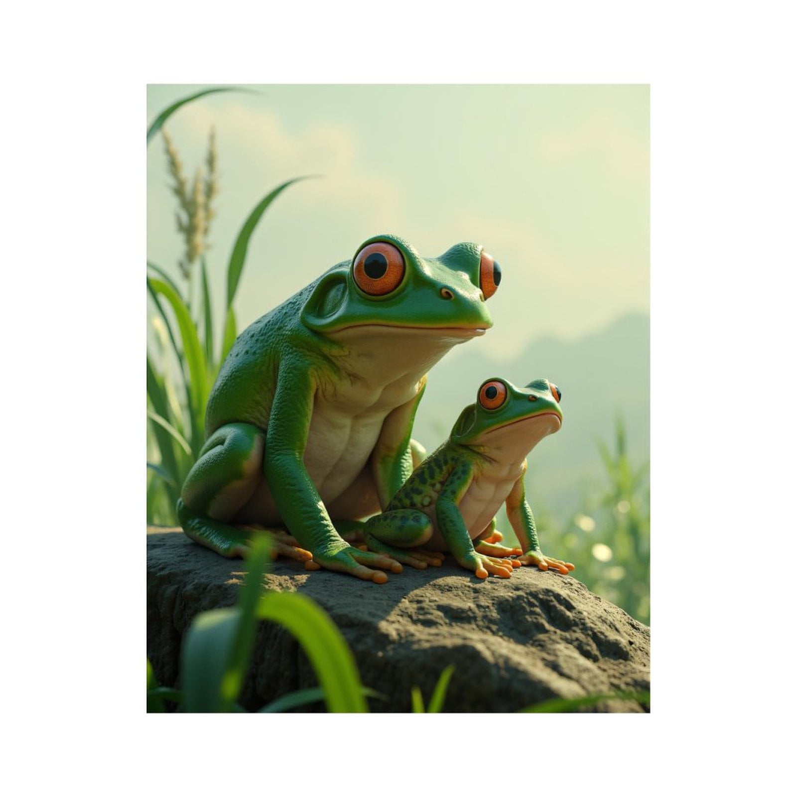 Paint by Numbers Kit for Adults, Frogs On Rock Green Landscape Paint by Numbers, Easy Paint by Numbers Kit for Adults Beginner, DIY Adult Paint by Number Kits on Canvas, Home Decor