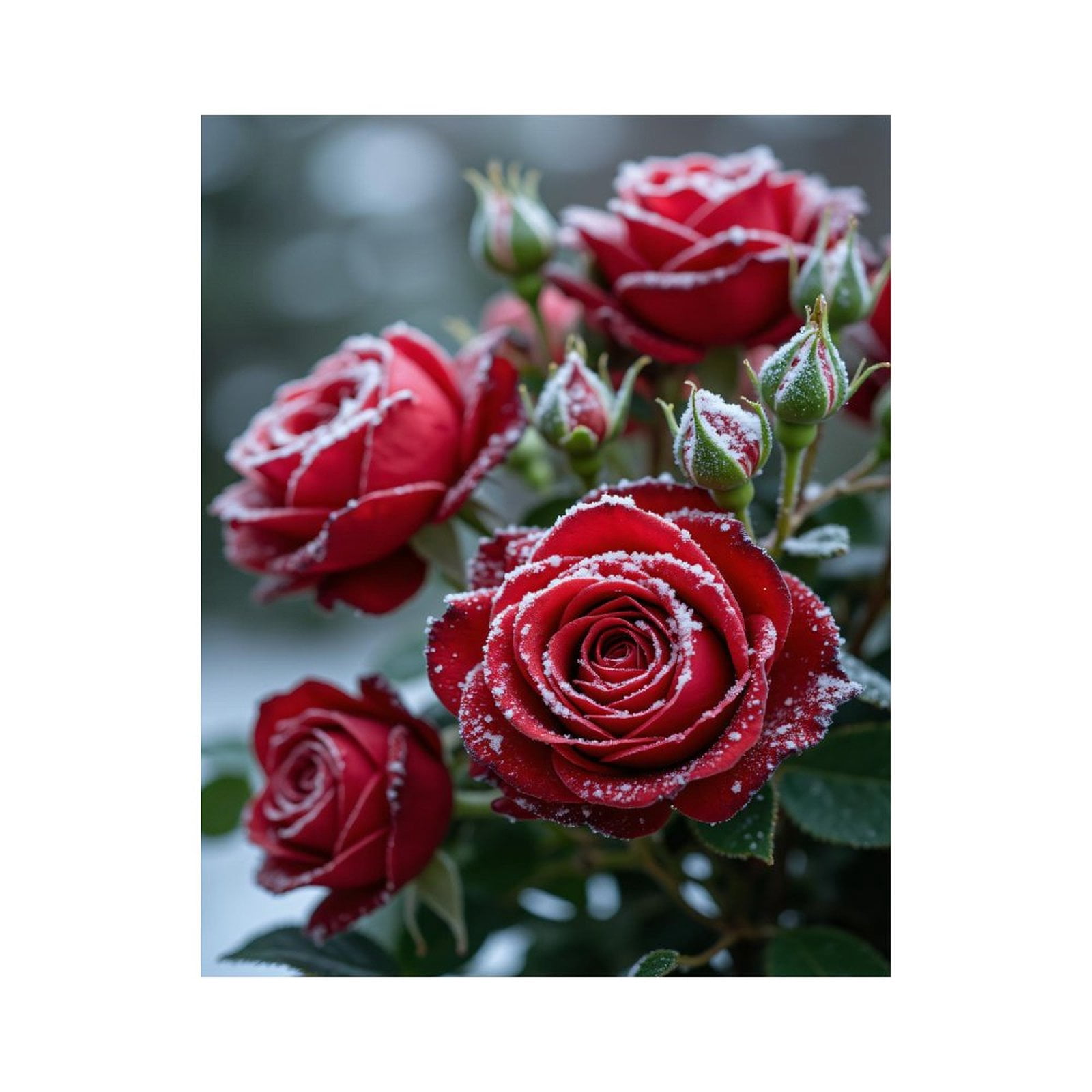 Paint by Numbers Kit for Adults, Frosty Red Roses Blooms Paint by Numbers, Easy Paint by Numbers Kit for Adults Beginner, DIY Adult Paint by Number Kits on Canvas, Home Decor