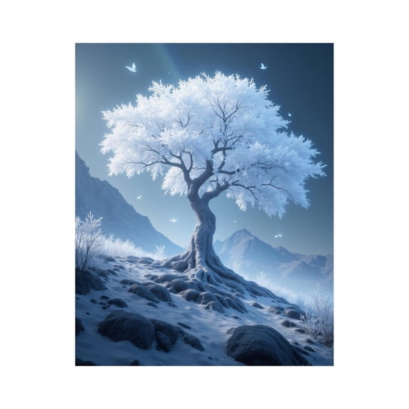 Paint by Numbers Kit for Adults, Frozen Tree Mountains Serenity Sky Paint by Numbers, Easy Paint by Numbers Kit for Adults Beginner, DIY Adult Paint by Number Kits on Canvas, Home Decor