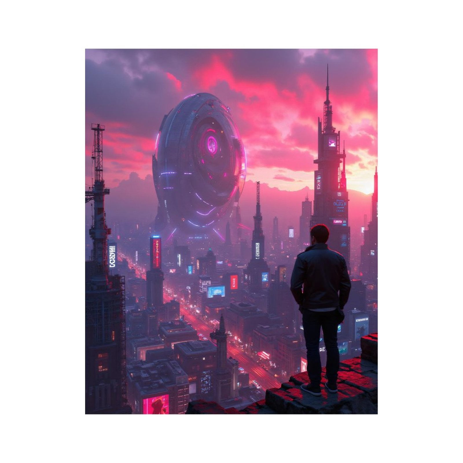 Paint by Numbers Kit for Adults, Futuristic Cityscape Alien Spaceship Paint by Numbers, Easy Paint by Numbers Kit for Adults Beginner, DIY Adult Paint by Number Kits on Canvas, Home Decor